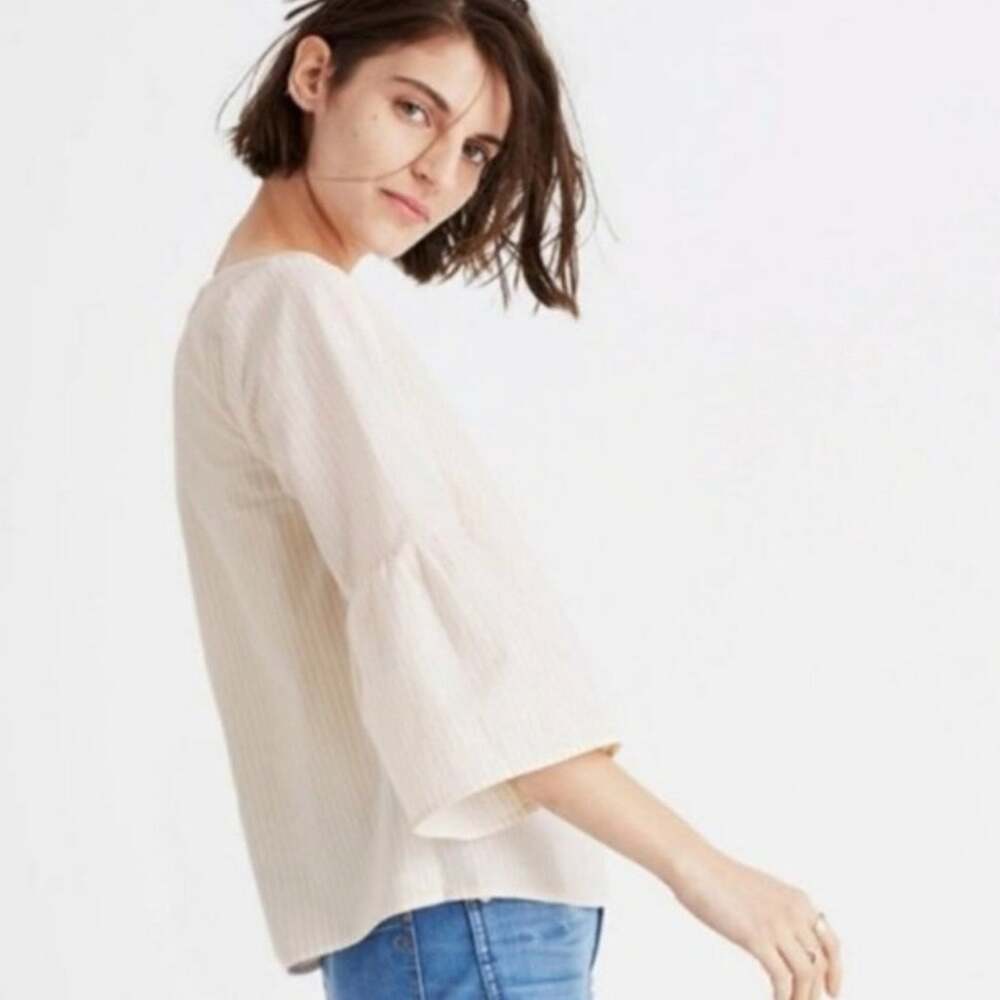 Madewell 3/4 puff sleeves blouse white XS